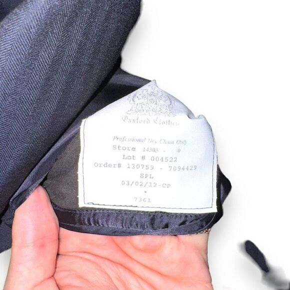 Navy Oxxford Clothes Bespoke 3 Roll 2 Suit Jacket Size 46R - Picture 10 of 11